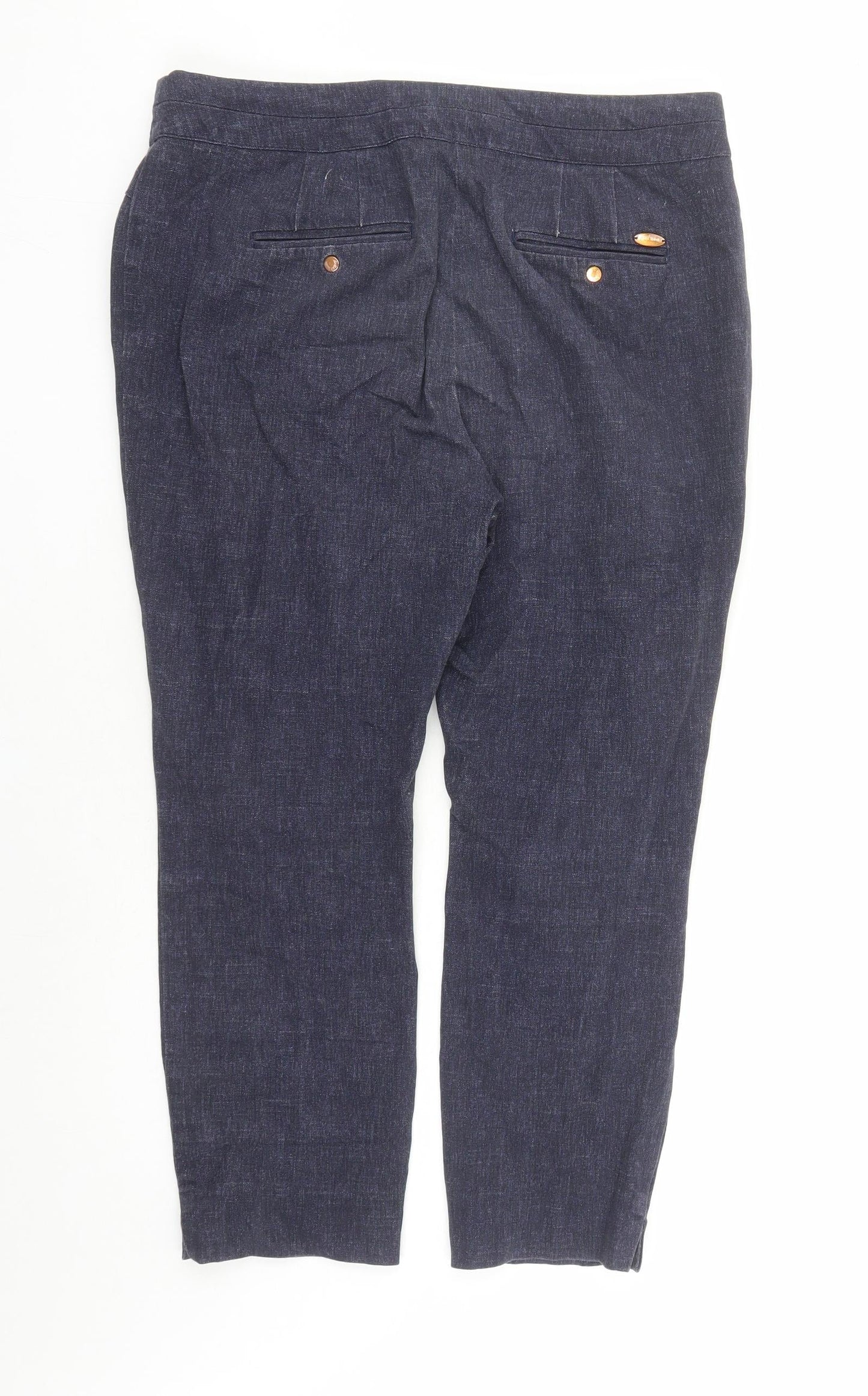 Per Una Womens Blue Cotton Cropped Jeans Size 14 L24 in Regular Zip