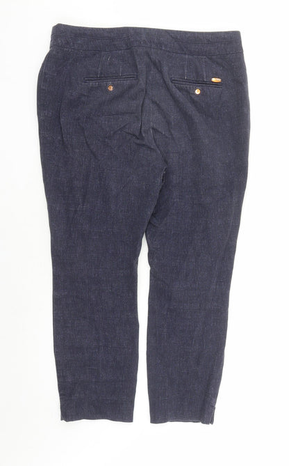 Per Una Womens Blue Cotton Cropped Jeans Size 14 L24 in Regular Zip