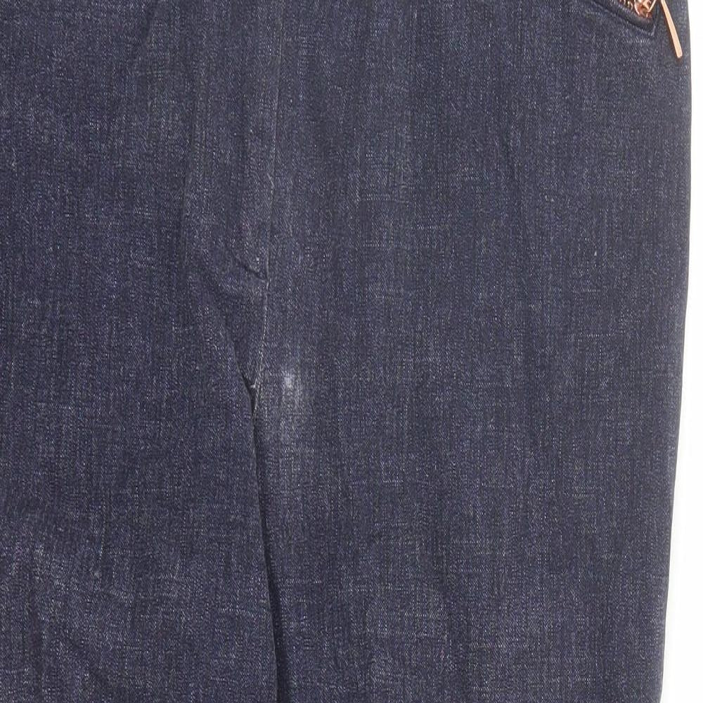 Per Una Womens Blue Cotton Cropped Jeans Size 14 L24 in Regular Zip