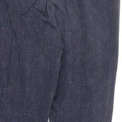 Per Una Womens Blue Cotton Cropped Jeans Size 14 L24 in Regular Zip