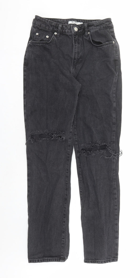 Na-kd Womens Black Polyester Straight Jeans Size 26 in L30 in Regular Zip