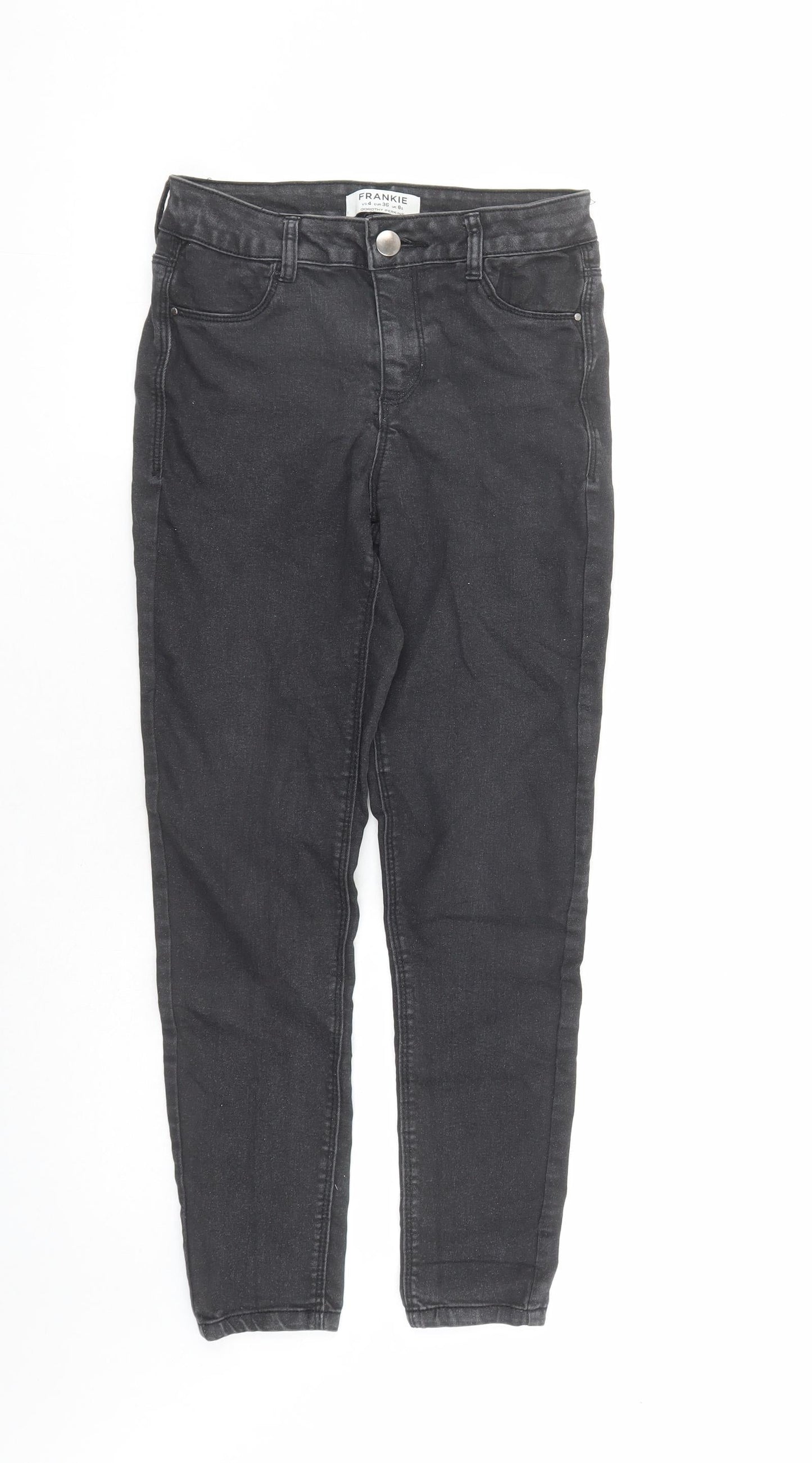 Dorothy Perkins Womens Black Cotton Skinny Jeans Size 8 L26 in Regular Zip - Glitter