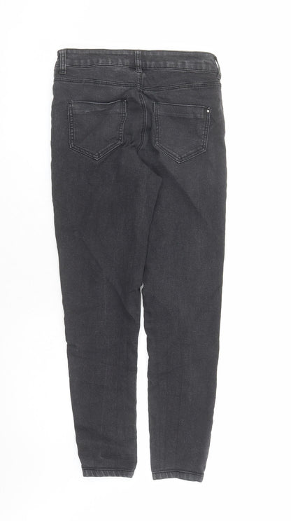 Dorothy Perkins Womens Black Cotton Skinny Jeans Size 8 L26 in Regular Zip - Glitter