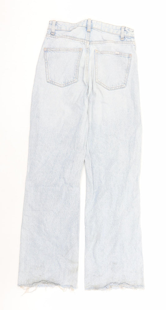 Zara Womens Blue Cotton Bootcut Jeans Size 28 in L30 in Regular Zip
