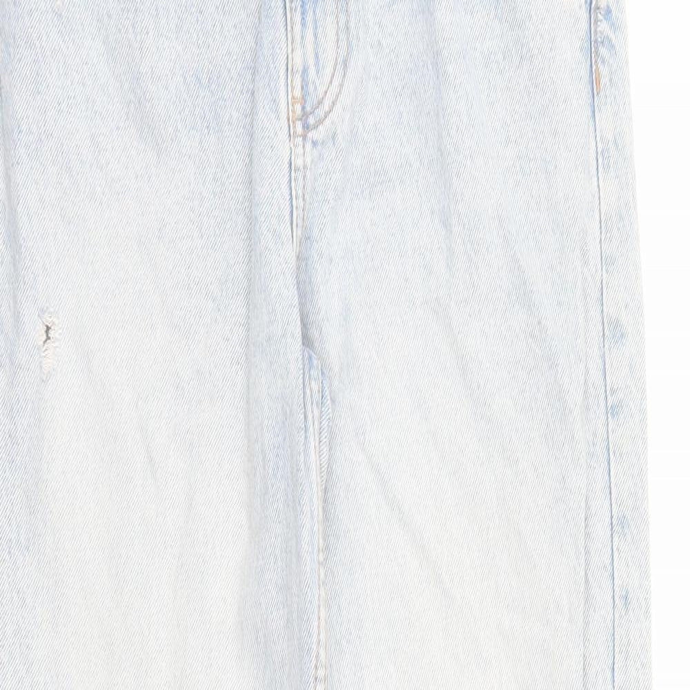 Zara Womens Blue Cotton Bootcut Jeans Size 28 in L30 in Regular Zip