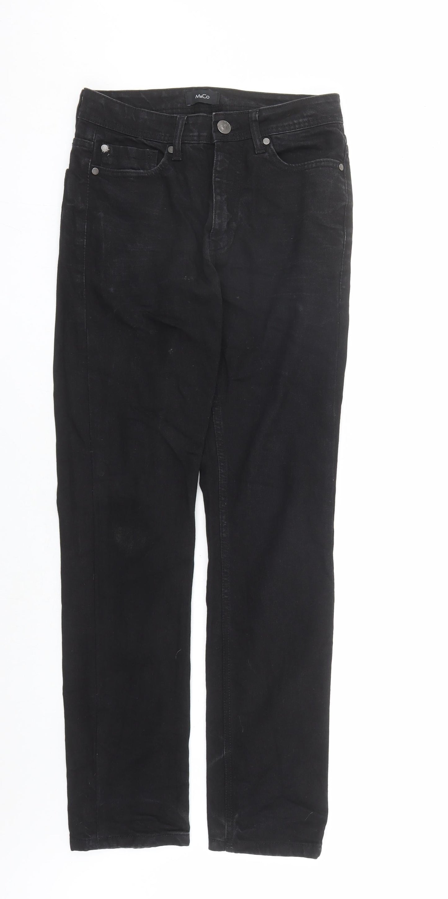 M&Co Mens Black Cotton Straight Jeans Size 30 in L31 in Regular Zip