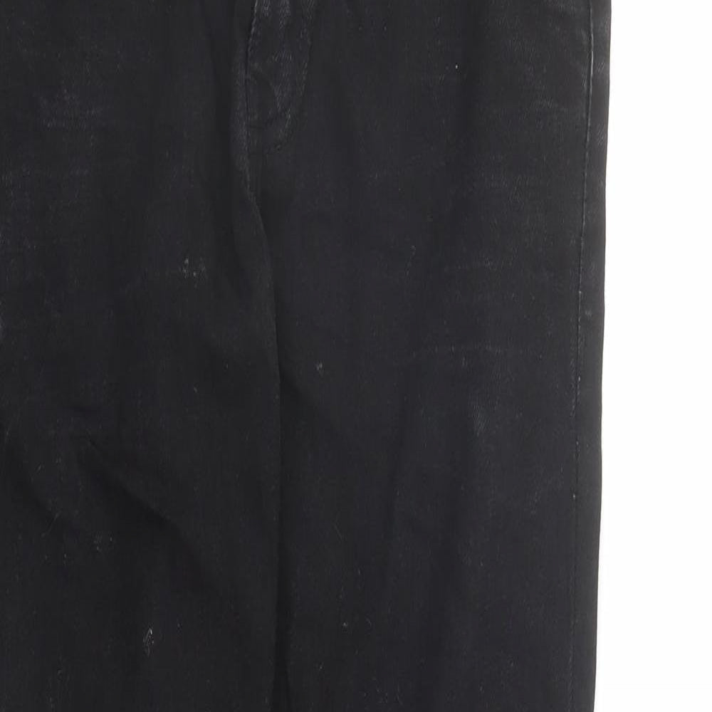 M&Co Mens Black Cotton Straight Jeans Size 30 in L31 in Regular Zip