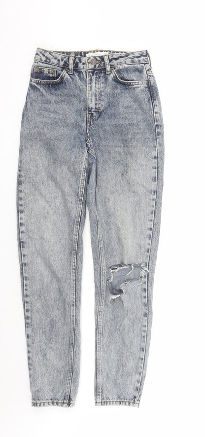 Topshop Womens Blue Cotton Mom Jeans Size 26 in L30 in Regular Zip