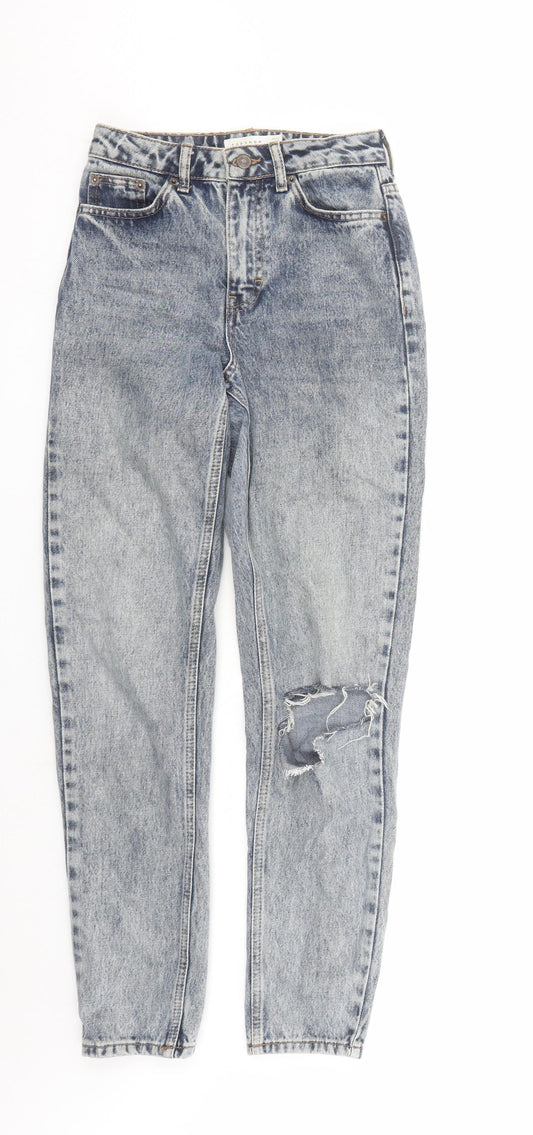 Topshop Womens Blue Cotton Mom Jeans Size 26 in L30 in Regular Zip