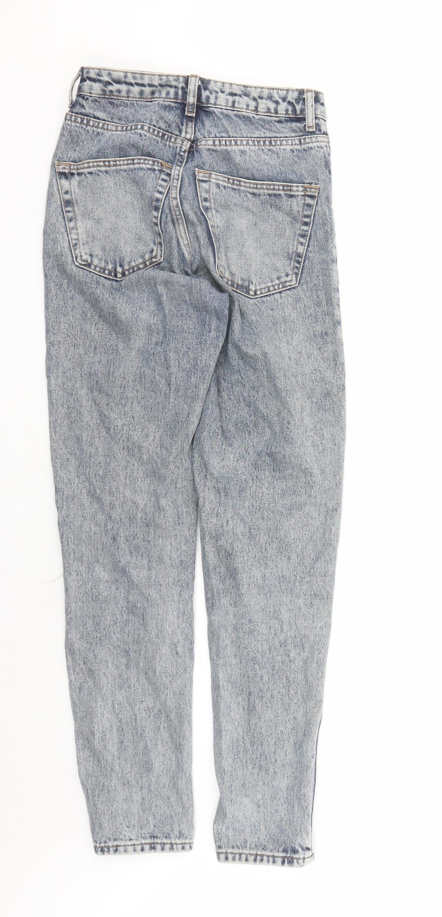Topshop Womens Blue Cotton Mom Jeans Size 26 in L30 in Regular Zip