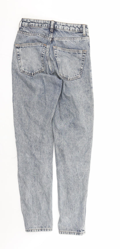 Topshop Womens Blue Cotton Mom Jeans Size 26 in L30 in Regular Zip