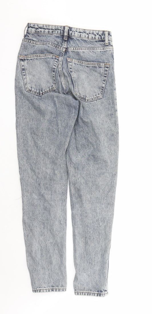 Topshop Womens Blue Cotton Mom Jeans Size 26 in L30 in Regular Zip
