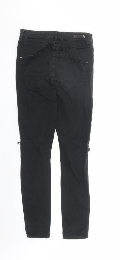 River Island Womens Black Cotton Skinny Jeans Size 12 L28 in Regular Zip