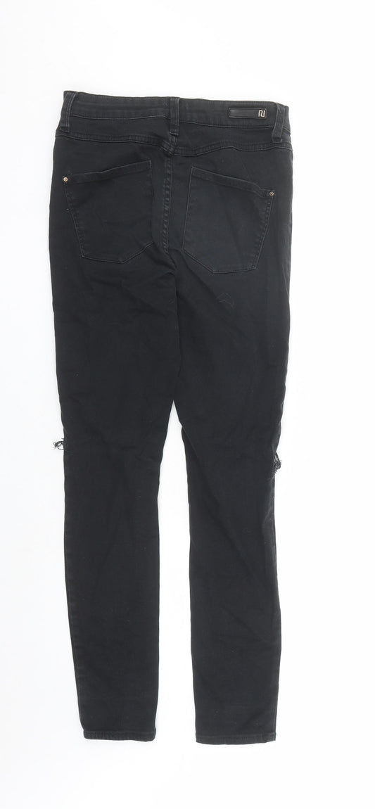 River Island Womens Black Cotton Skinny Jeans Size 12 L28 in Regular Zip