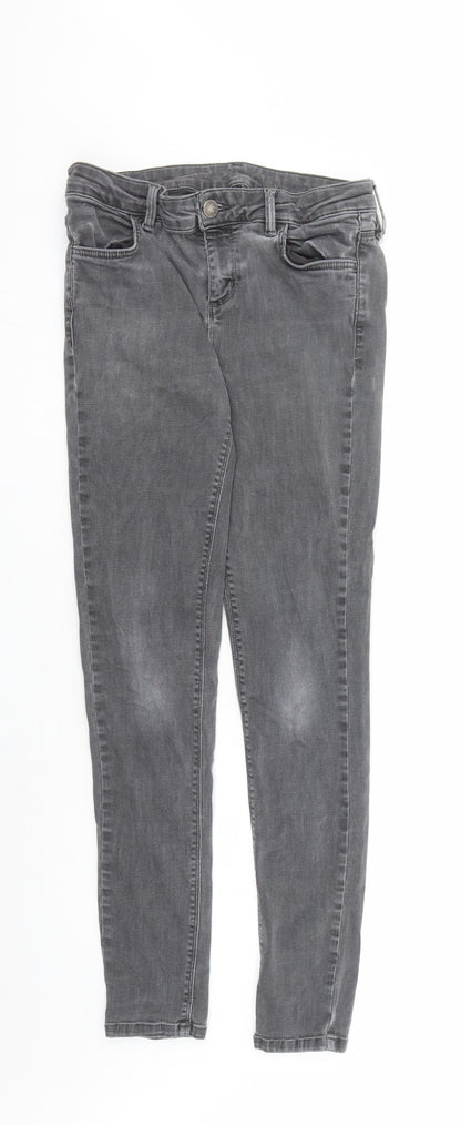 Oasis Womens Grey Cotton Skinny Jeans Size 12 L29 in Regular Zip