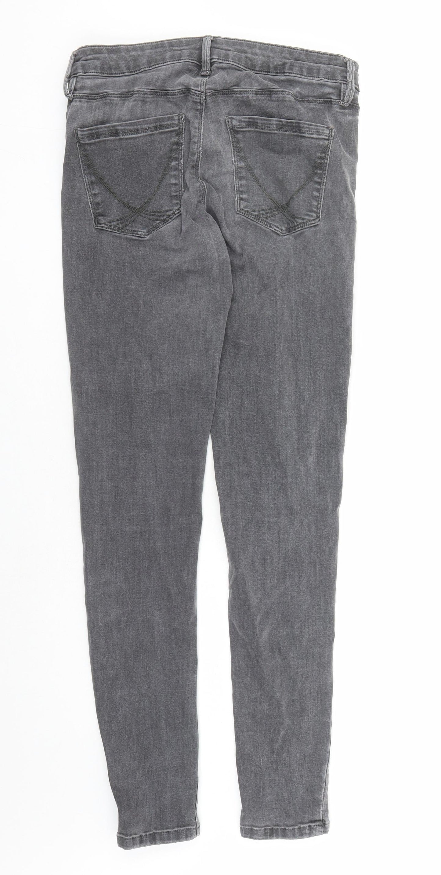 Oasis Womens Grey Cotton Skinny Jeans Size 12 L29 in Regular Zip