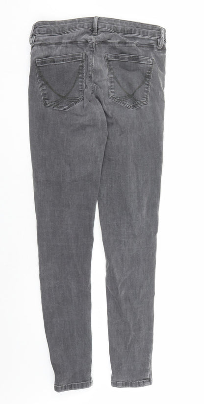 Oasis Womens Grey Cotton Skinny Jeans Size 12 L29 in Regular Zip
