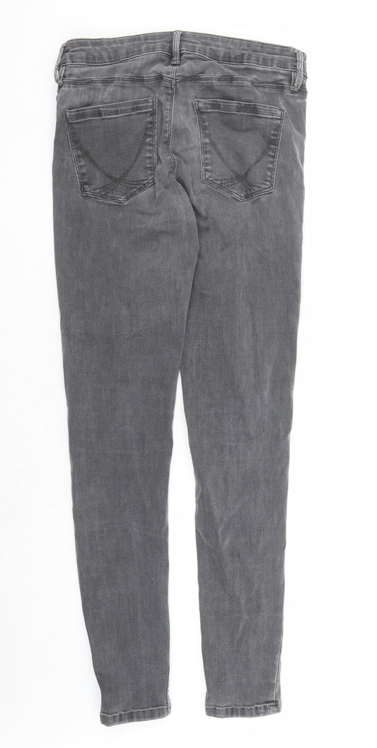 Oasis Womens Grey Cotton Skinny Jeans Size 12 L29 in Regular Zip