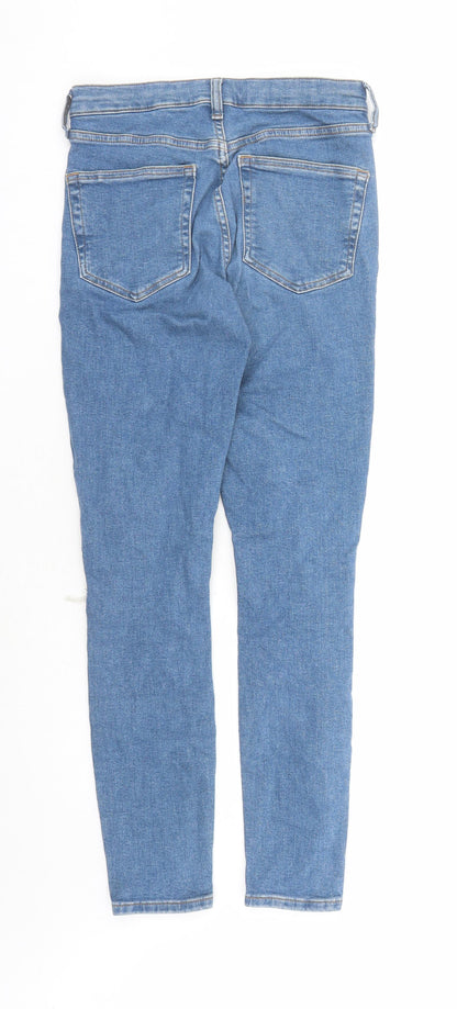 Topshop Womens Blue Cotton Skinny Jeans Size 28 in L27 in Regular Zip