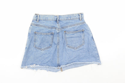 John Galt Womens Blue Cotton Mini Skirt Size S Zip