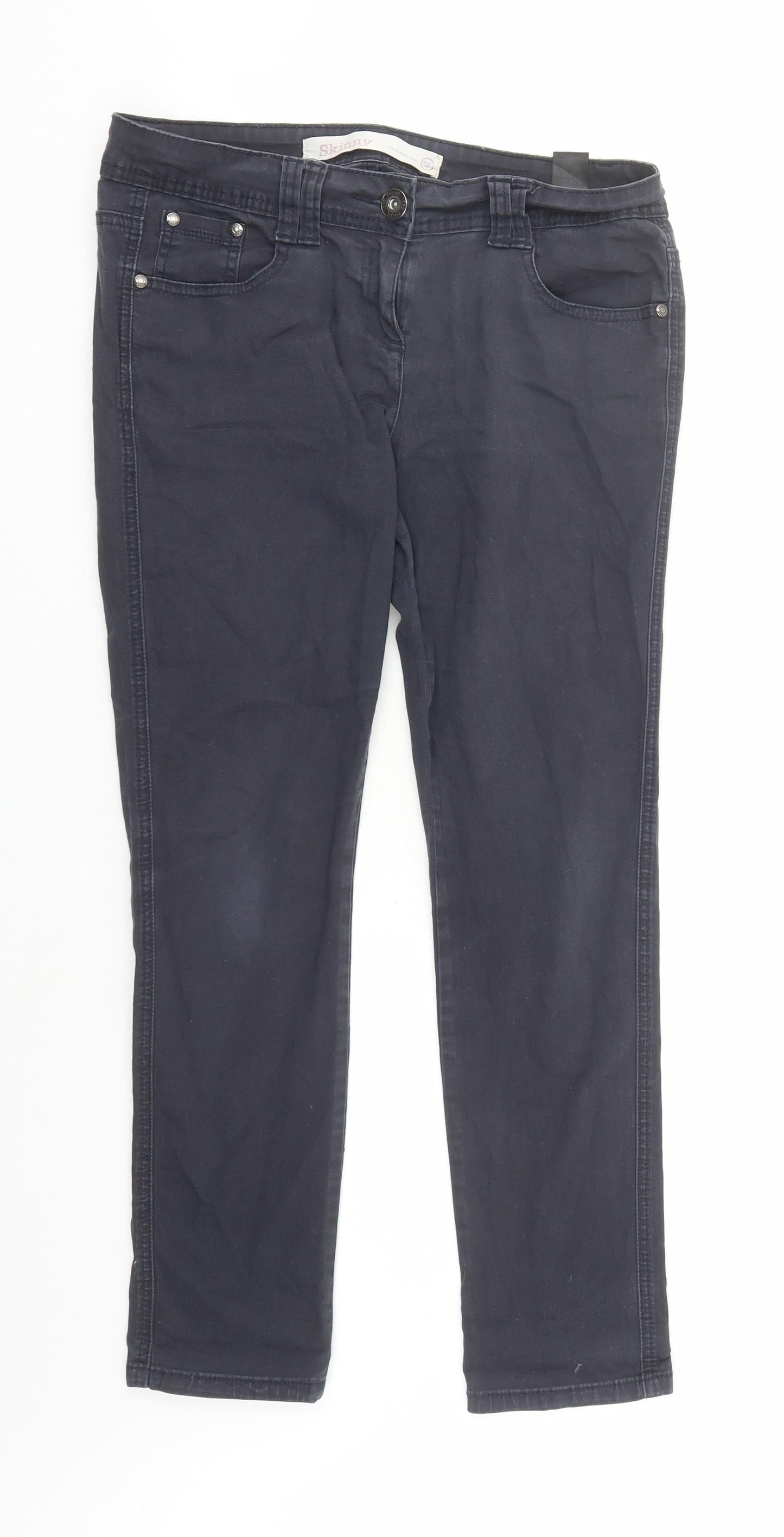 NEXT Womens Blue Cotton Skinny Jeans Size 12 L27 in Regular Zip