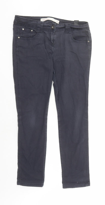 NEXT Womens Blue Cotton Skinny Jeans Size 12 L27 in Regular Zip