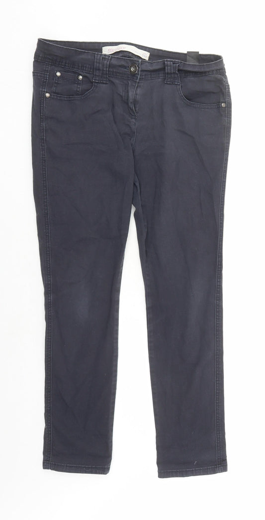 NEXT Womens Blue Cotton Skinny Jeans Size 12 L27 in Regular Zip