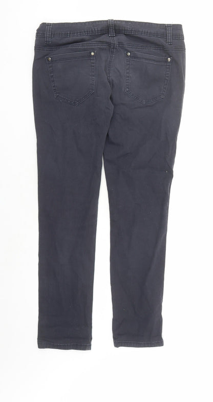 NEXT Womens Blue Cotton Skinny Jeans Size 12 L27 in Regular Zip