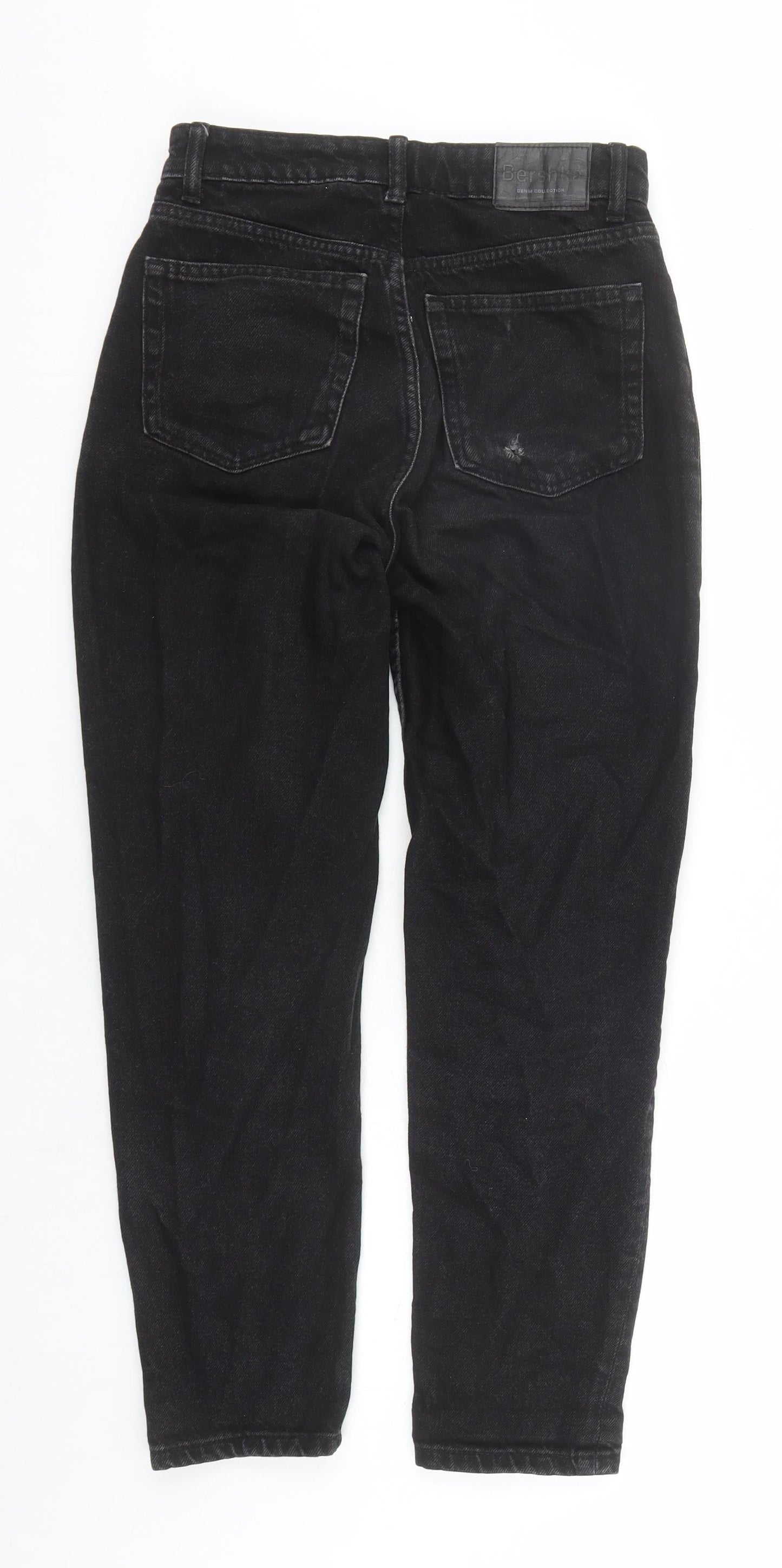 Bershka Womens Black Cotton Mom Jeans Size 26 in L26 in Regular Zip