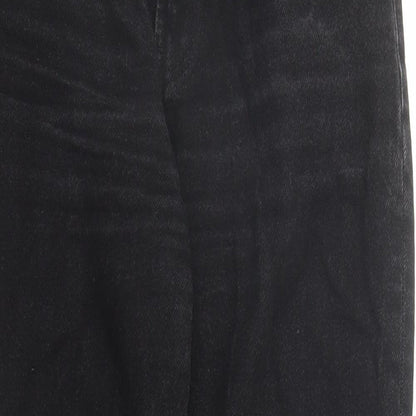 Bershka Womens Black Cotton Mom Jeans Size 26 in L26 in Regular Zip