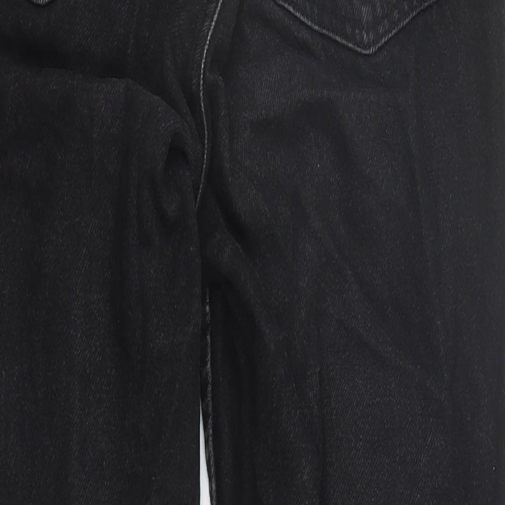 Bershka Womens Black Cotton Mom Jeans Size 26 in L26 in Regular Zip