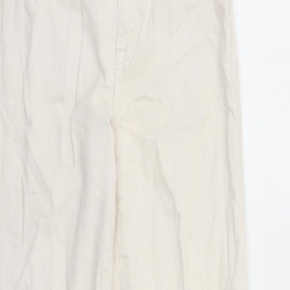 Bershka Womens Beige Polyester Wide-Leg Jeans Size 26 in L29 in Regular Zip