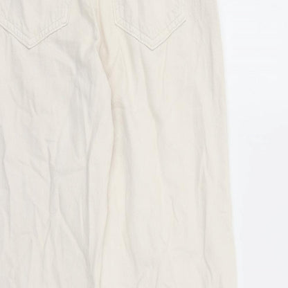Bershka Womens Beige Polyester Wide-Leg Jeans Size 26 in L29 in Regular Zip