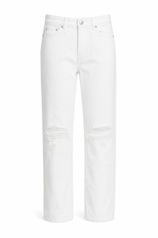 Womens UK Size 26 in Bershka Regular Fit Straight White Jeans