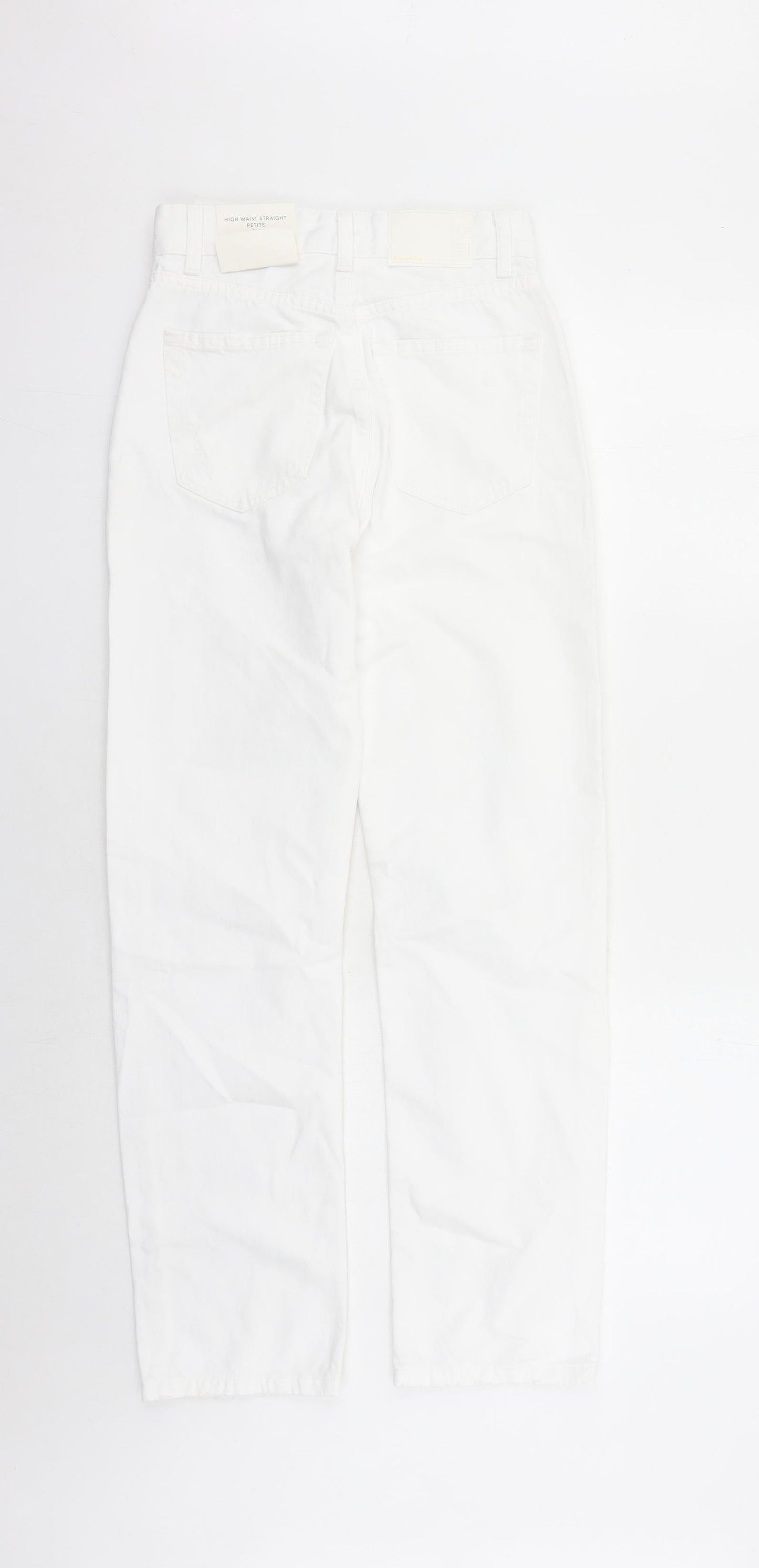 Bershka Womens White Cotton Straight Jeans Size 26 in L29 in Regular Zip