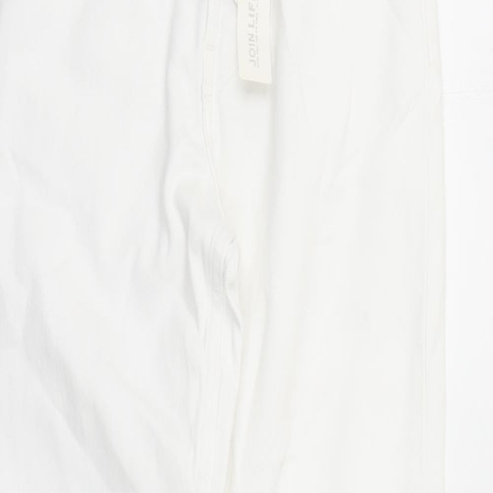 Bershka Womens White Cotton Straight Jeans Size 26 in L29 in Regular Zip