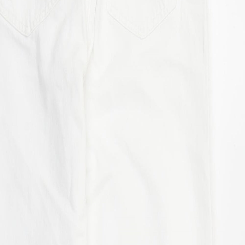 Bershka Womens White Cotton Straight Jeans Size 26 in L29 in Regular Zip