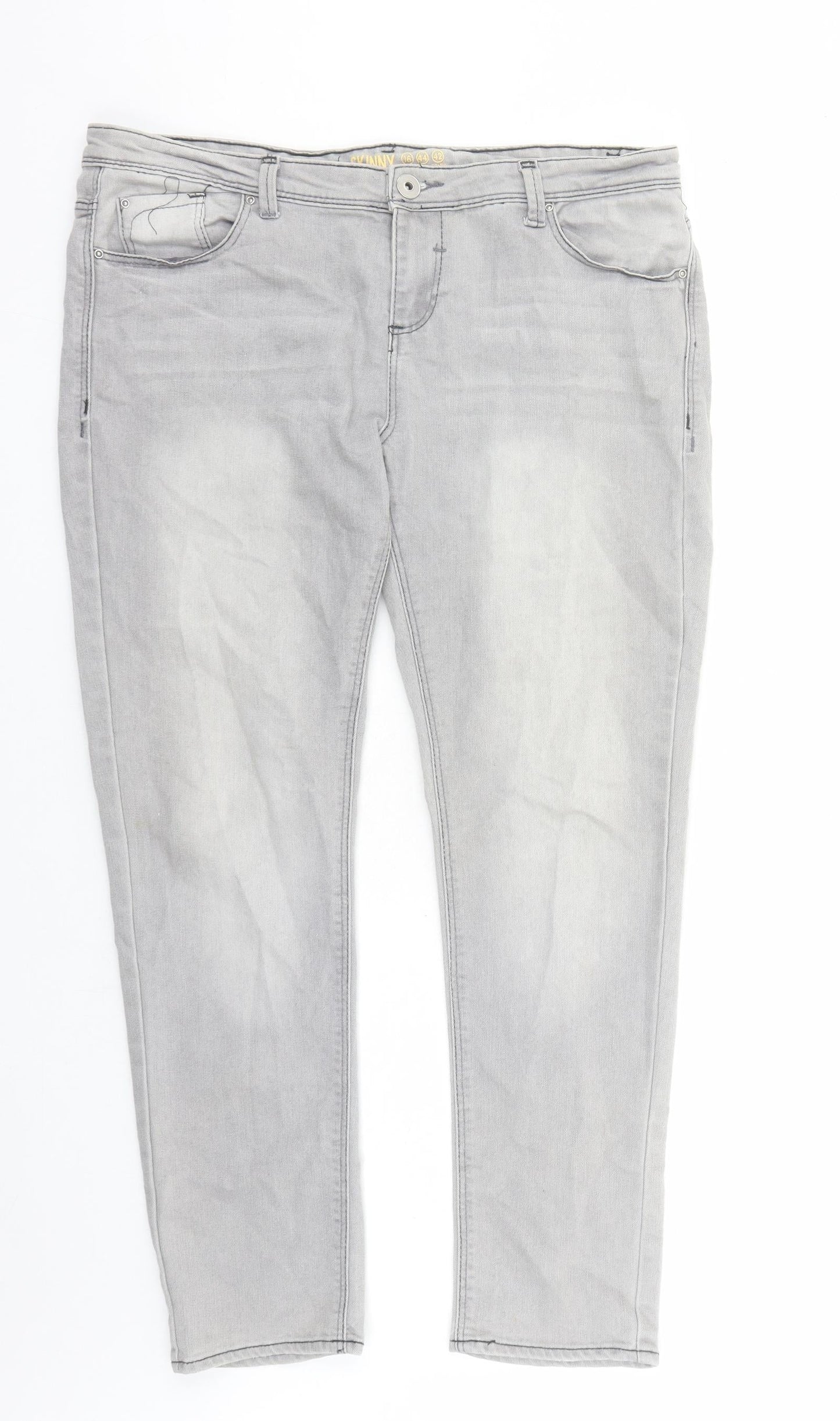 Denim & Co. Womens Grey Cotton Skinny Jeans Size 16 L28 in Regular Zip