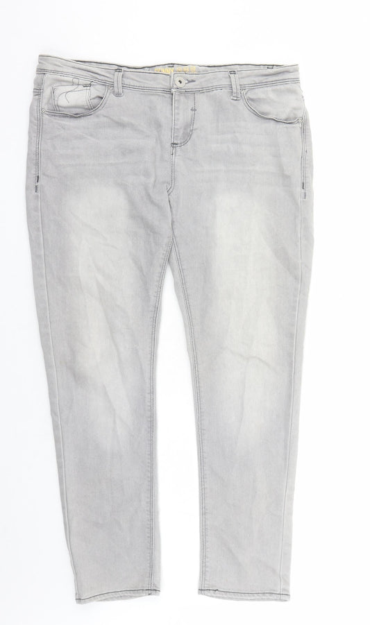 Denim & Co. Womens Grey Cotton Skinny Jeans Size 16 L28 in Regular Zip