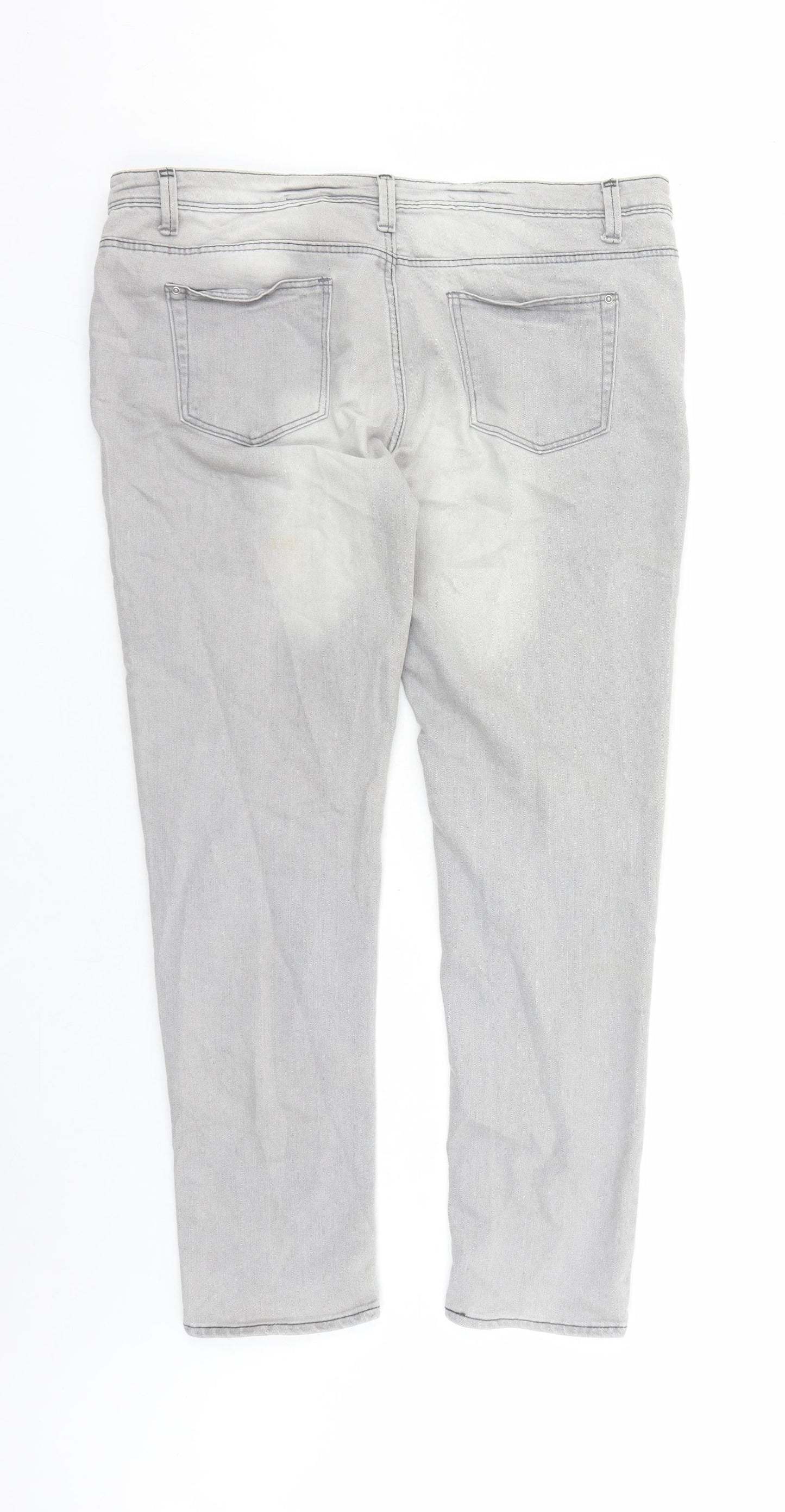 Denim & Co. Womens Grey Cotton Skinny Jeans Size 16 L28 in Regular Zip