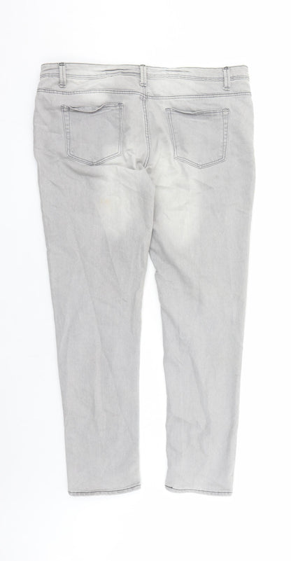 Denim & Co. Womens Grey Cotton Skinny Jeans Size 16 L28 in Regular Zip