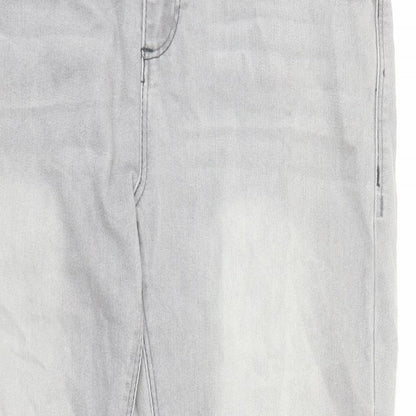 Denim & Co. Womens Grey Cotton Skinny Jeans Size 16 L28 in Regular Zip