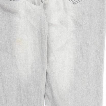 Denim & Co. Womens Grey Cotton Skinny Jeans Size 16 L28 in Regular Zip