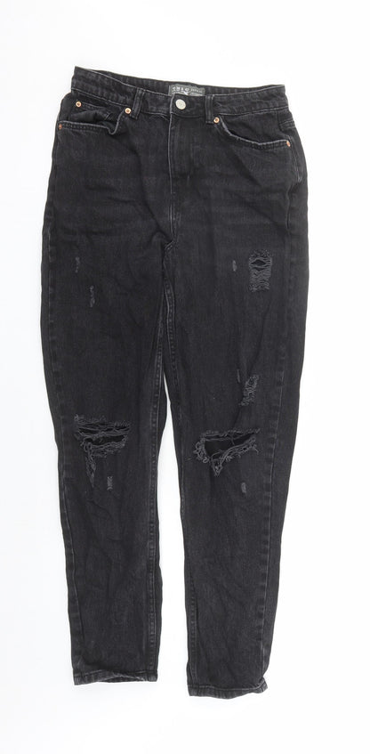 Denim & Co. Womens Black Cotton Straight Jeans Size 10 L29 in Regular Zip