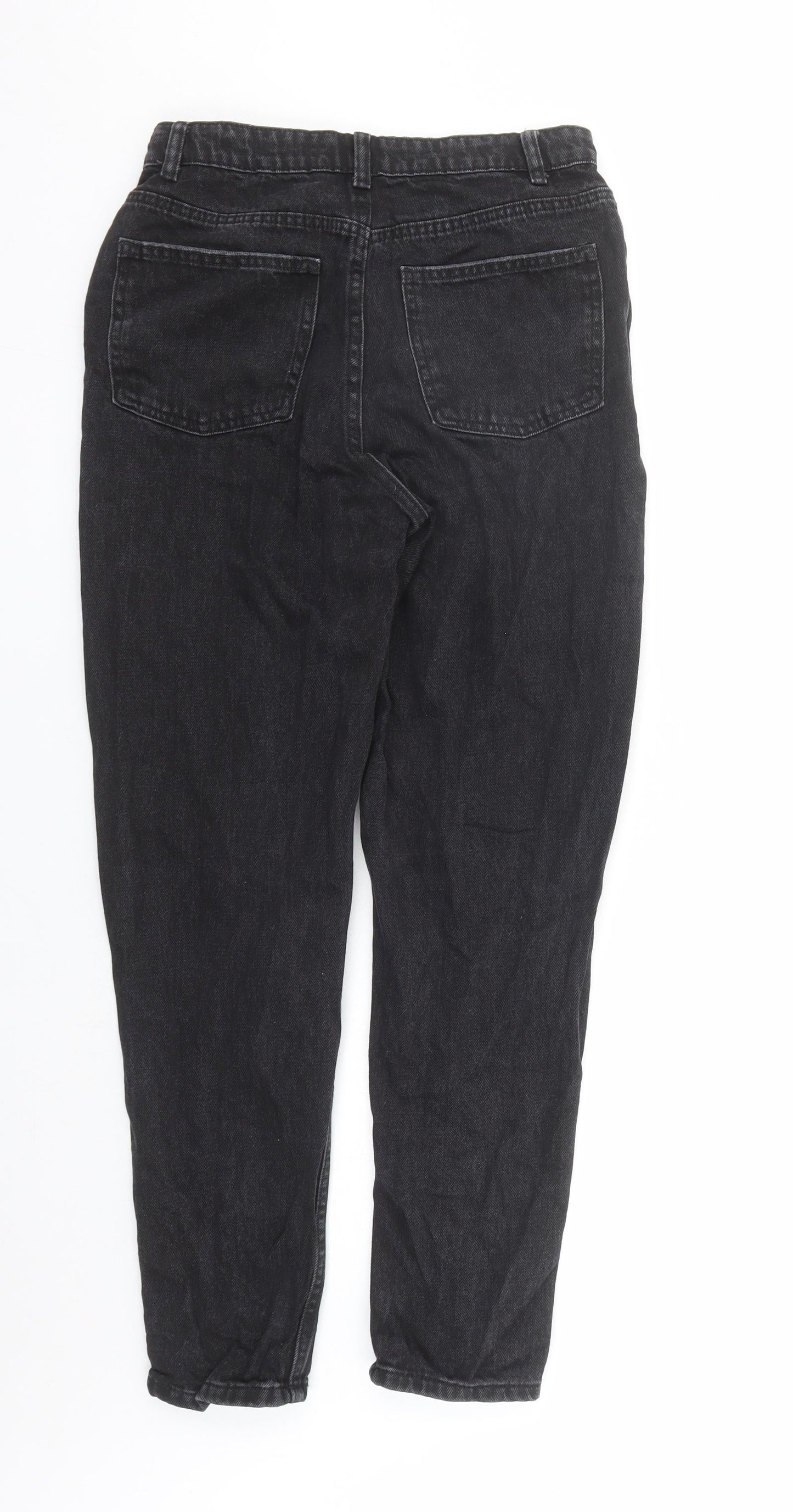Denim & Co. Womens Black Cotton Straight Jeans Size 10 L29 in Regular Zip