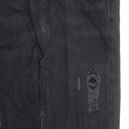 Denim & Co. Womens Black Cotton Straight Jeans Size 10 L29 in Regular Zip