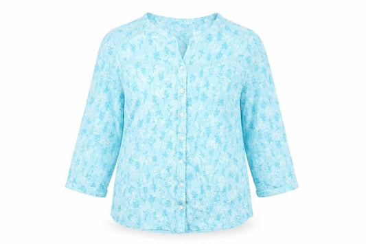 Womens UK Size 10 Bonmarché Blue Basic Button-Up