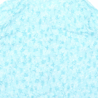 Bonmarché Womens Blue Floral Polyester Basic Button-Up Size 10 V-Neck