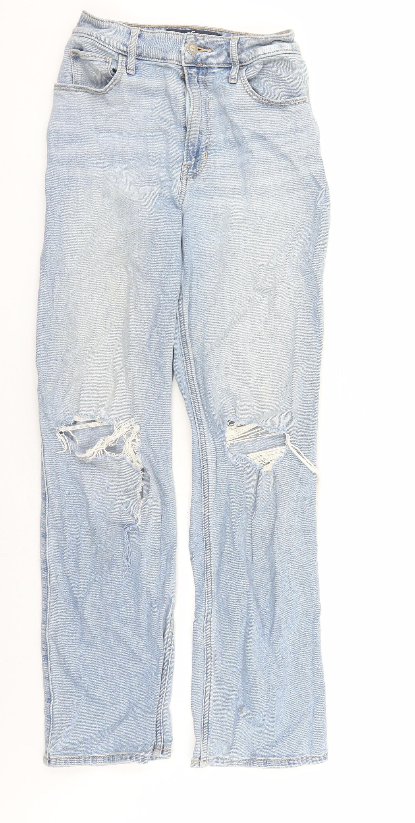 Hollister Womens Blue Cotton Straight Jeans Size 24 in L29 in Regular Zip