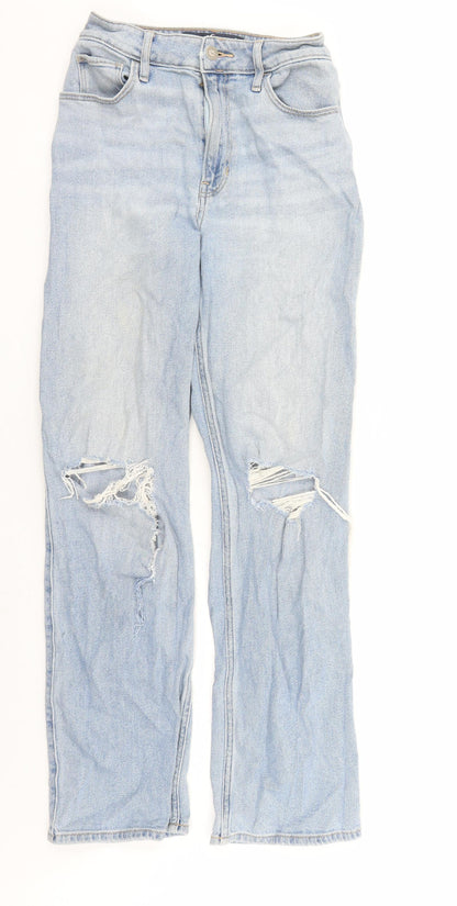 Hollister Womens Blue Cotton Straight Jeans Size 24 in L29 in Regular Zip